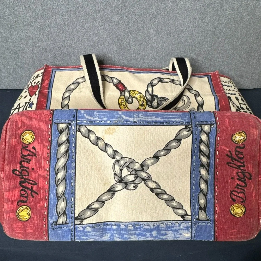 Brighton Canvas Tote Seas The Day Large Nautical Beach Bag Travel Shoulder Bag - Picture 13 of 14